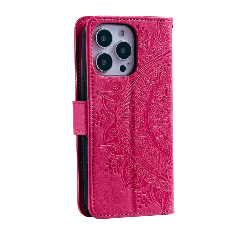 For iPhone 16 Pro Totem Flower Embossed Leather Phone Case(Red) - iPhone 16 Pro Cases by PMC TechLife | Online Shopping South Africa | PMC TechLife | Buy Now Pay Later Mobicred