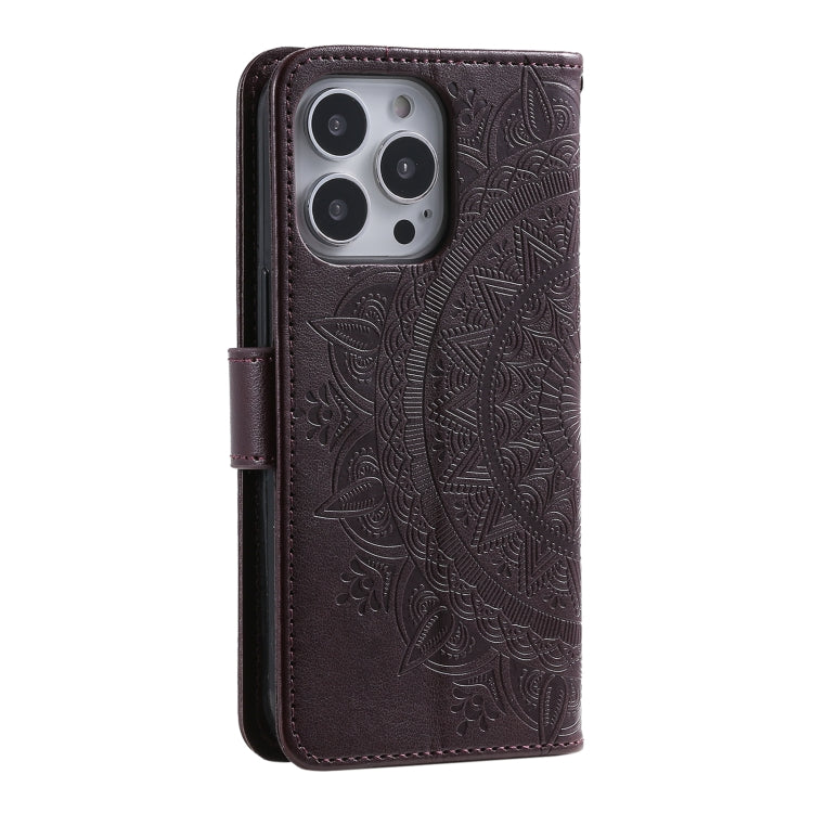 For iPhone 16 Pro Totem Flower Embossed Leather Phone Case(Brown) - iPhone 16 Pro Cases by PMC TechLife | Online Shopping South Africa | PMC TechLife | Buy Now Pay Later Mobicred
