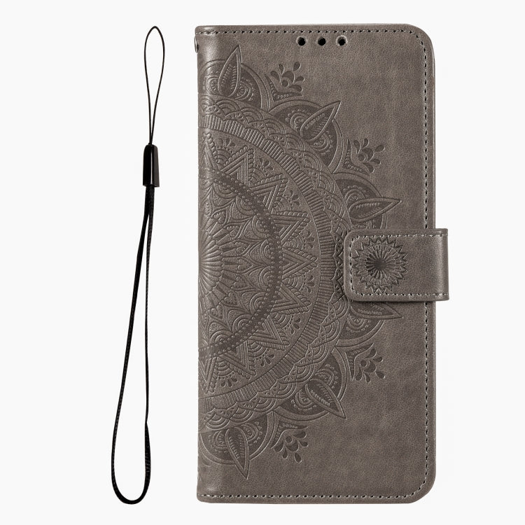 For iPhone 16 Plus Totem Flower Embossed Leather Phone Case(Grey) - iPhone 16 Plus Cases by PMC TechLife | Online Shopping South Africa | PMC TechLife | Buy Now Pay Later Mobicred