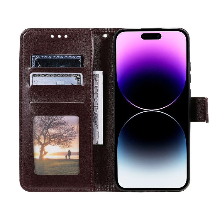 For iPhone 16 Plus Totem Flower Embossed Leather Phone Case(Brown) - iPhone 16 Plus Cases by PMC TechLife | Online Shopping South Africa | PMC TechLife | Buy Now Pay Later Mobicred