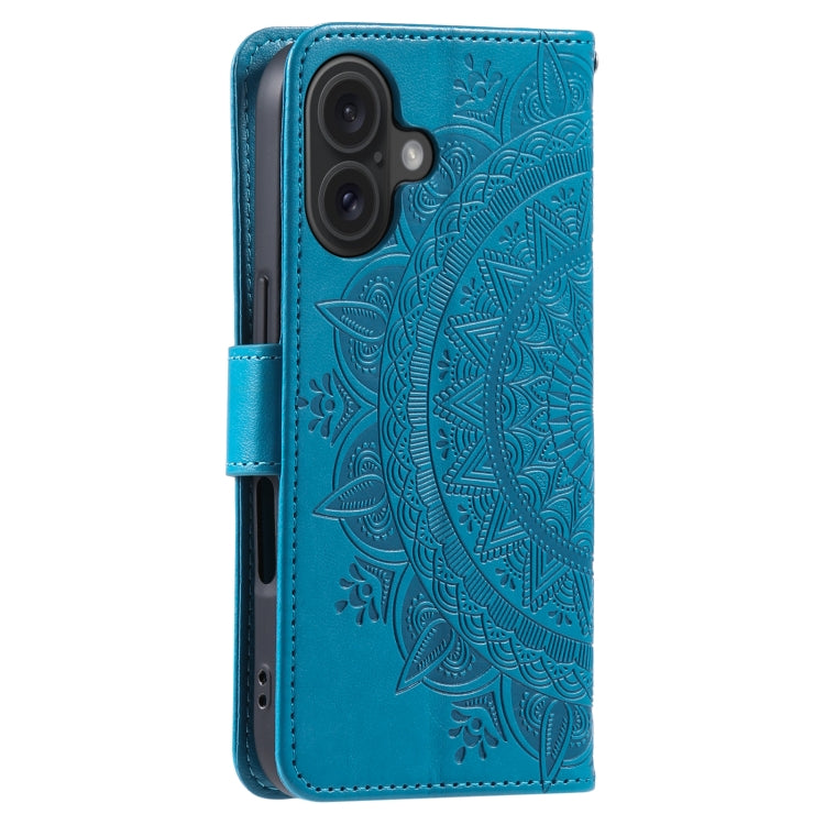 For iPhone 16 Plus Totem Flower Embossed Leather Phone Case(Blue) - iPhone 16 Plus Cases by PMC TechLife | Online Shopping South Africa | PMC TechLife | Buy Now Pay Later Mobicred