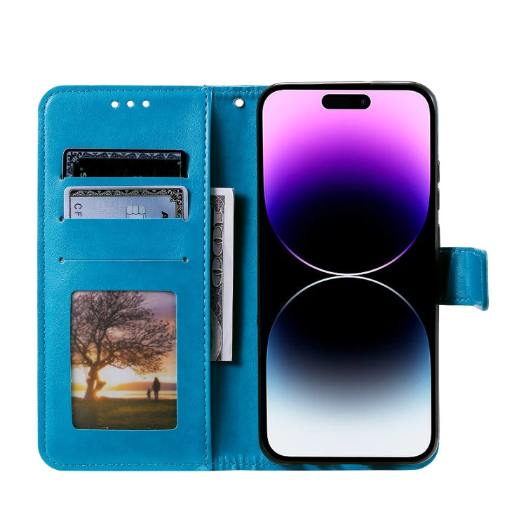 For iPhone 16 Plus Totem Flower Embossed Leather Phone Case(Blue) - iPhone 16 Plus Cases by PMC TechLife | Online Shopping South Africa | PMC TechLife | Buy Now Pay Later Mobicred