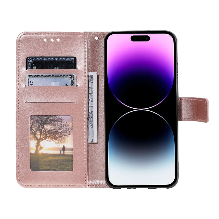 For iPhone 16 Plus Totem Flower Embossed Leather Phone Case(Rose Gold) - iPhone 16 Plus Cases by PMC TechLife | Online Shopping South Africa | PMC TechLife | Buy Now Pay Later Mobicred