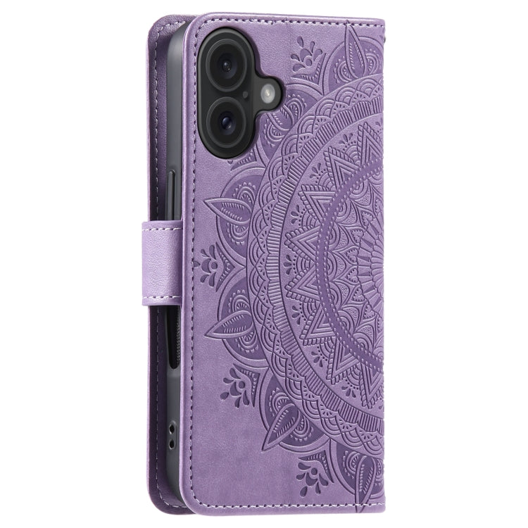 For iPhone 16 Plus Totem Flower Embossed Leather Phone Case(Purple) - iPhone 16 Plus Cases by PMC TechLife | Online Shopping South Africa | PMC TechLife | Buy Now Pay Later Mobicred