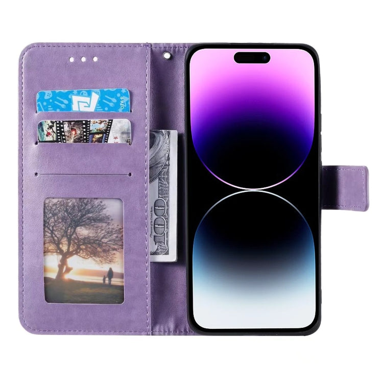 For iPhone 16 Plus Totem Flower Embossed Leather Phone Case(Purple) - iPhone 16 Plus Cases by PMC TechLife | Online Shopping South Africa | PMC TechLife | Buy Now Pay Later Mobicred
