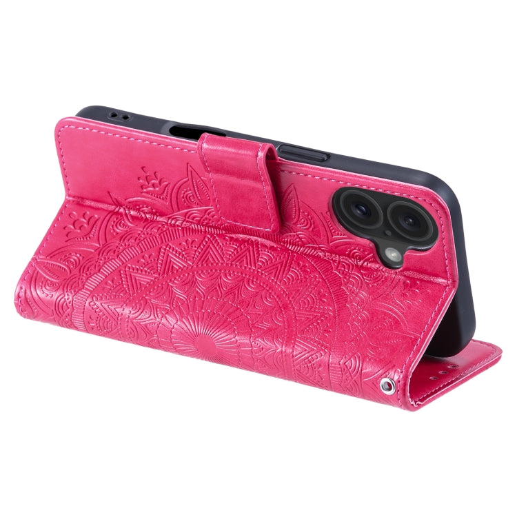 For iPhone 16 Totem Flower Embossed Leather Phone Case(Red) - iPhone 16 Cases by PMC TechLife | Online Shopping South Africa | PMC TechLife | Buy Now Pay Later Mobicred