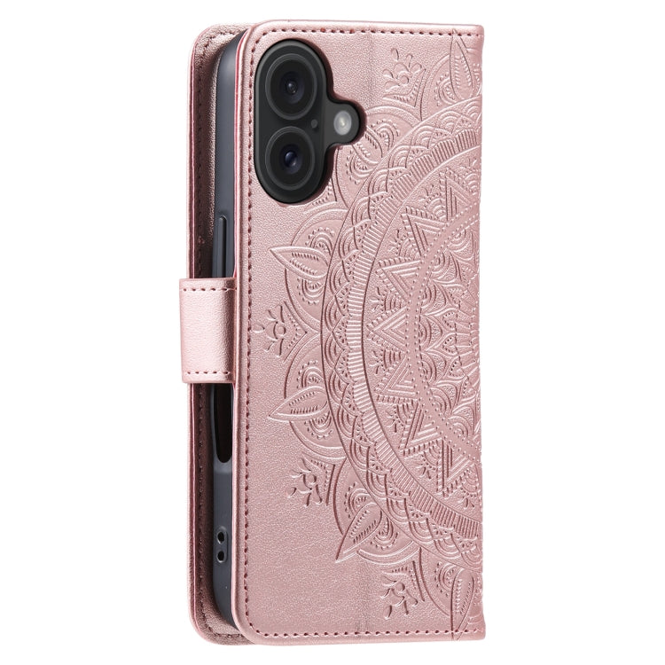 For iPhone 16 Totem Flower Embossed Leather Phone Case(Rose Gold) - iPhone 16 Cases by PMC TechLife | Online Shopping South Africa | PMC TechLife | Buy Now Pay Later Mobicred