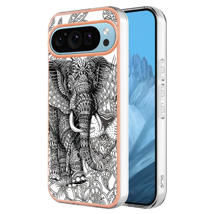 For Google Pixel 9 / 9 Pro Electroplating Dual-side IMD Phone Case(Totem Elephant) - Google Cases by PMC TechLife | Online Shopping South Africa | PMC TechLife | Buy Now Pay Later Mobicred