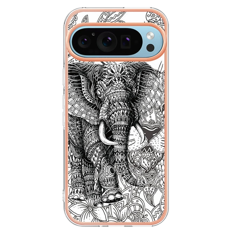 For Google Pixel 9 / 9 Pro Electroplating Dual-side IMD Phone Case(Totem Elephant) - Google Cases by PMC TechLife | Online Shopping South Africa | PMC TechLife | Buy Now Pay Later Mobicred