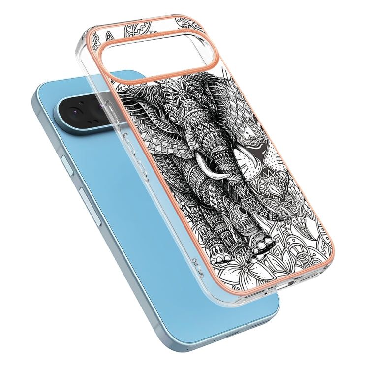 For Google Pixel 9 / 9 Pro Electroplating Dual-side IMD Phone Case(Totem Elephant) - Google Cases by PMC TechLife | Online Shopping South Africa | PMC TechLife | Buy Now Pay Later Mobicred