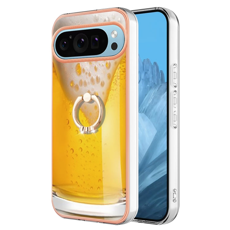 For Google Pixel 9 Pro XL Electroplating Dual-side IMD Phone Case with Ring Holder(Draft Beer) - Google Cases by PMC TechLife | Online Shopping South Africa | PMC TechLife | Buy Now Pay Later Mobicred