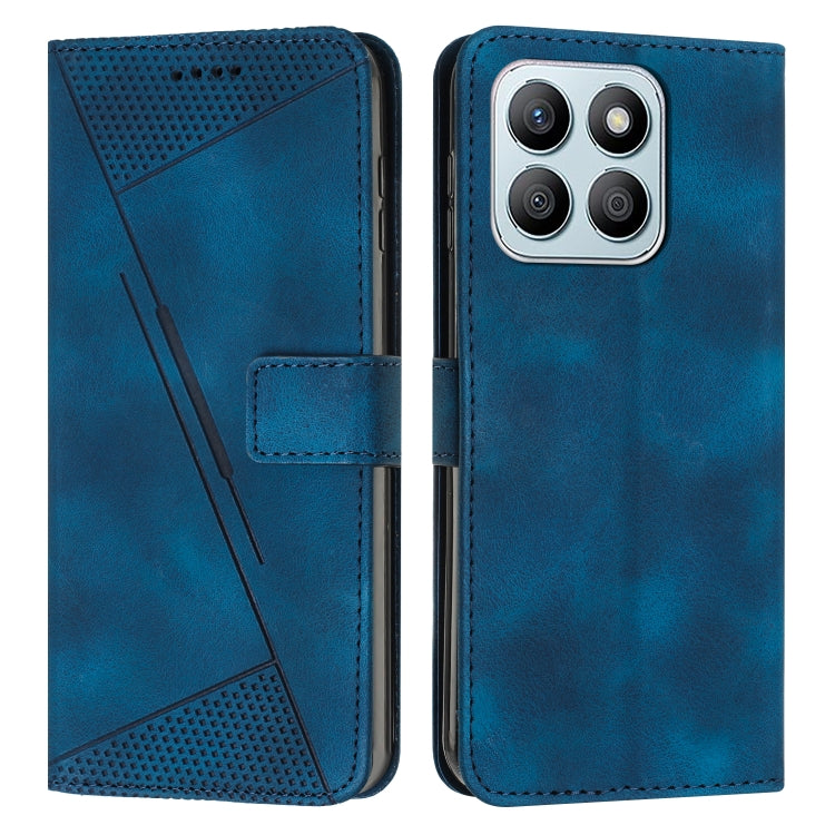 For Honor X8b Dream Triangle Leather Phone Case with Lanyard(Blue) - Honor Cases by PMC TechLife | Online Shopping South Africa | PMC TechLife | Buy Now Pay Later Mobicred
