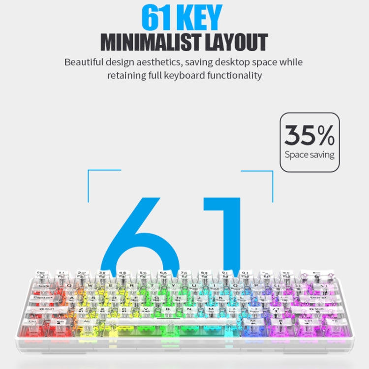 XUNFOX K30 Pro 2.4G + BT + Wired Transparent 61-Keys Mechanical White Axis Keyboard(Black) - Wireless Keyboard by PMC Jewellery | Online Shopping South Africa | PMC Jewellery | Buy Now Pay Later Mobicred