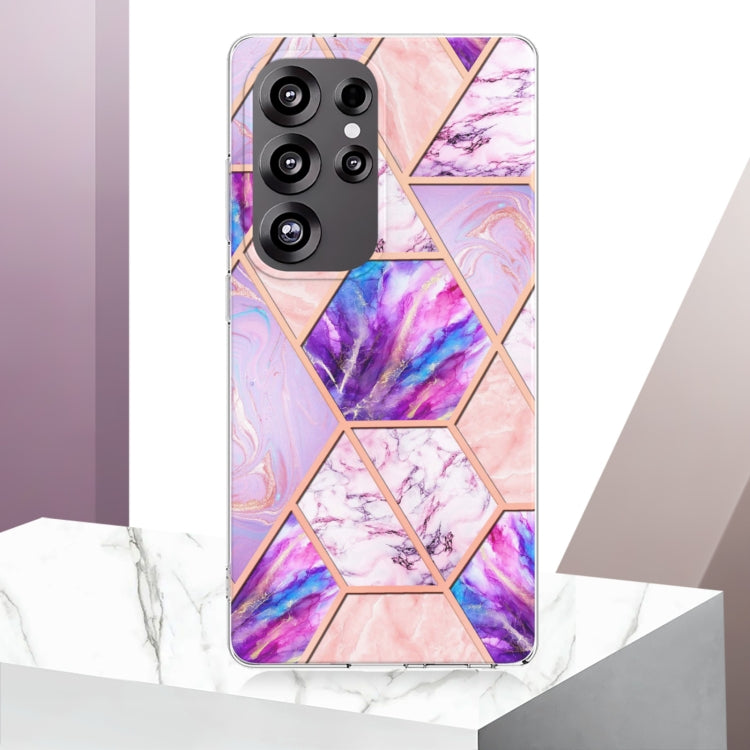 For Samsung Galaxy S25 Ultra 5G Electroplating Splicing Marble TPU Phone Case(Light Purple) - Galaxy S25 Ultra 5G Cases by PMC Jewellery | Online Shopping South Africa | PMC Jewellery | Buy Now Pay Later Mobicred