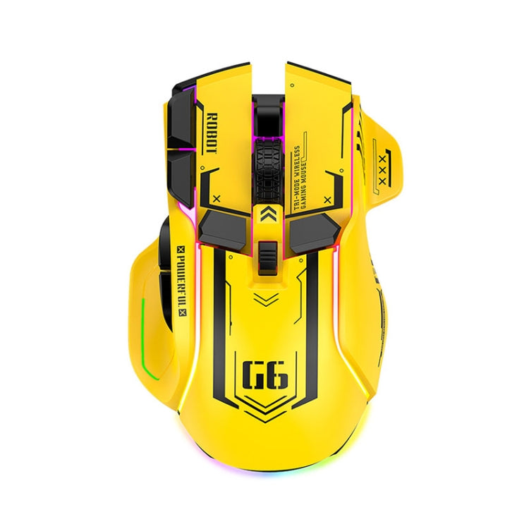 HXSJ G6 10 Keys RGB 12800DPI Tri-mode Wireless Gaming Mouse(Yellow) - free shipping - PMC TechLife - Order now!