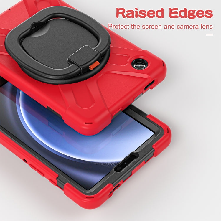 For Samsung Galaxy Tab A9 Silicone Hybrid PC Tablet Case with Holder & Shoulder Strap(Red) - Galaxy Tab A9 by PMC TechLife | Online Shopping South Africa | PMC TechLife