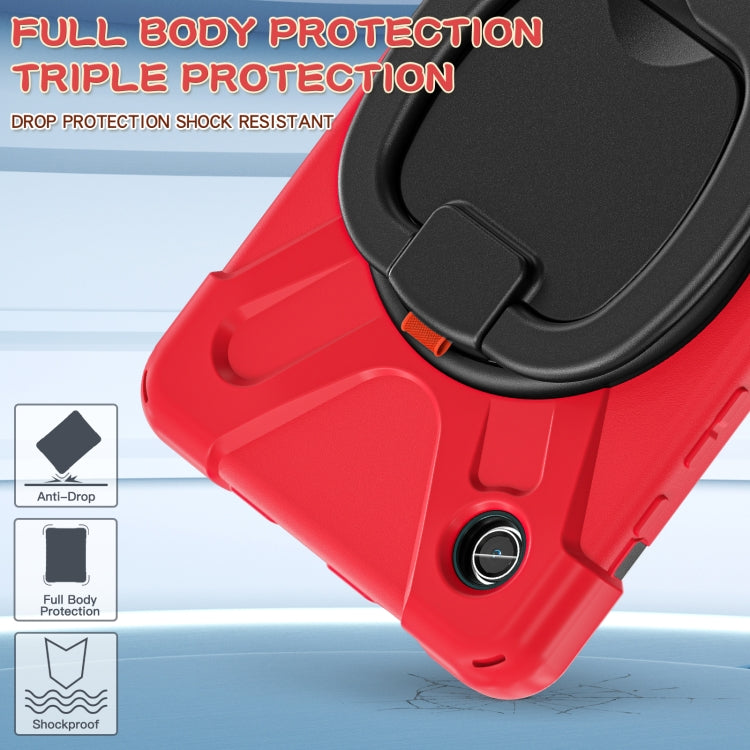 For Samsung Galaxy Tab A9 Silicone Hybrid PC Tablet Case with Holder & Shoulder Strap(Red) - Galaxy Tab A9 by PMC TechLife | Online Shopping South Africa | PMC TechLife