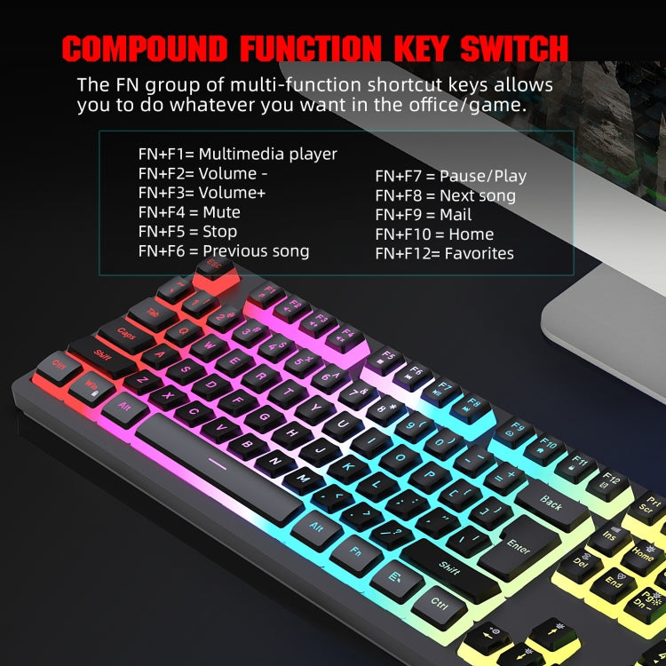 HXSJ L200 Wired RGB Backlit Keyboard 104 Pudding Key Caps(White) - free shipping - PMC Jewellery - Order now!