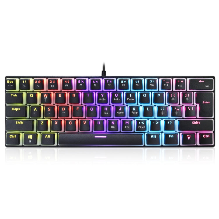 HXSJ L700 Wired RGB Mechanical Keyboard 61 Pudding Key Caps(Black) - free shipping - PMC Jewellery - Order now!