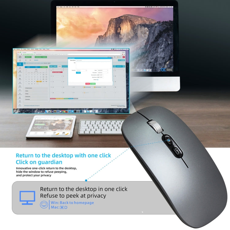 HXSJ M103 1600DPI 2.4GHz Wireless Rechargeable Mouse(Silver) - free shipping - PMC TechLife - Order now!