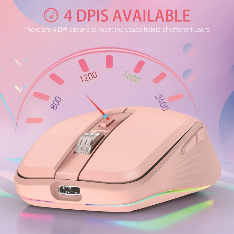 HXSJ M303 2400DPI Dual Mode 2.4GHz + Bluetooth 5.1 Wireless Mouse(Pink) - free shipping - PMC Jewellery - Order now!