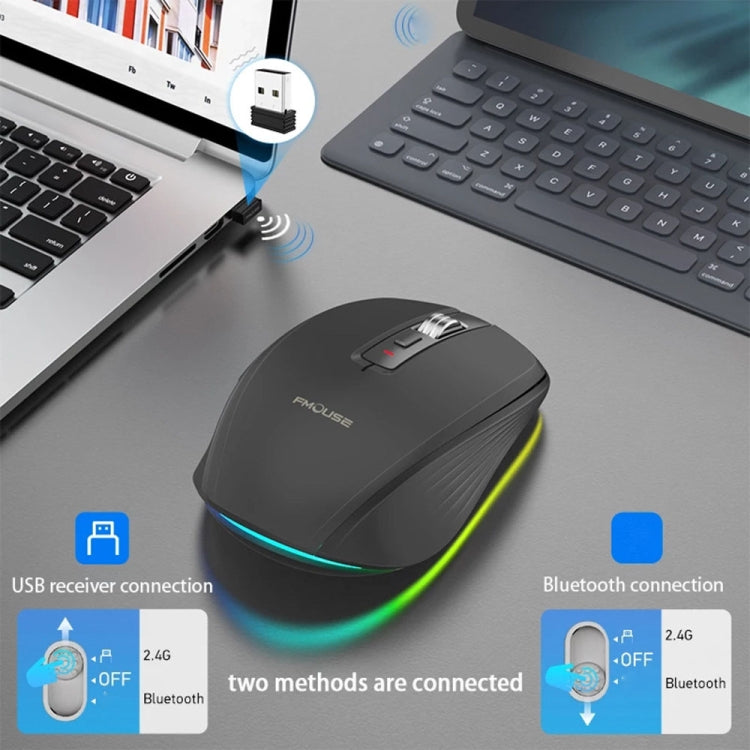 HXSJ M303 2400DPI Dual Mode 2.4GHz + Bluetooth 5.1 Wireless Mouse(White) - free shipping - PMC Jewellery - Order now!