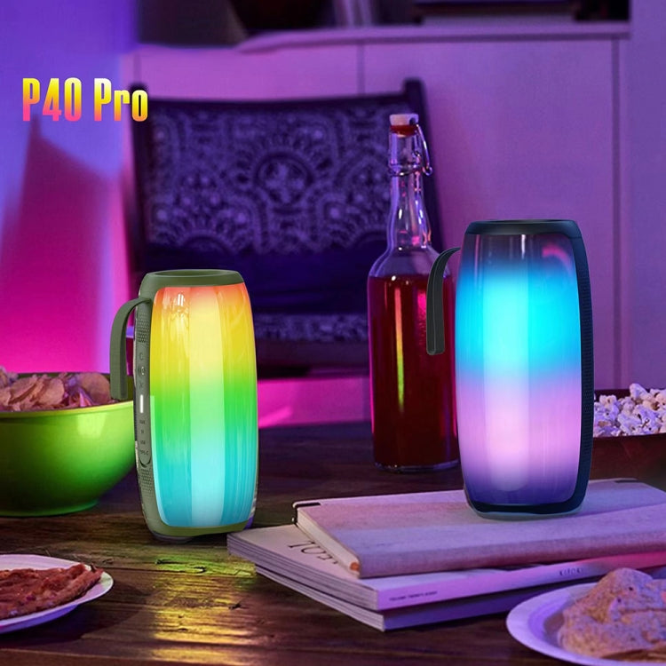 HOPESTAR P40 Pro IPX6 Waterproof RGB Light Wireless Bluetooth Speaker(Army Green) - free shipping - PMC Jewellery - Order now!