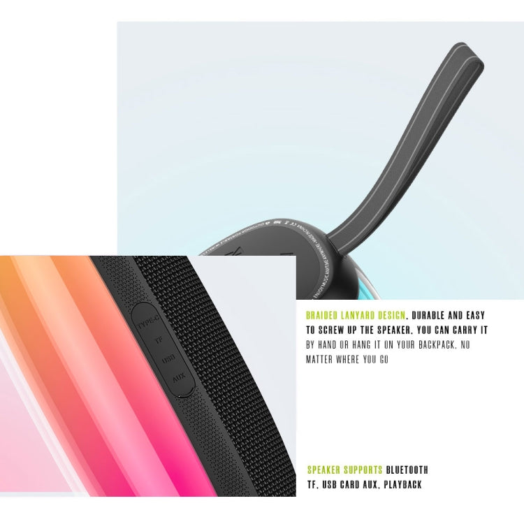 HOPESTAR P50 IPX6 Waterproof Outdoor Portable RGB Light Bluetooth Speaker(Black) - free shipping - PMC Jewellery - Order now!