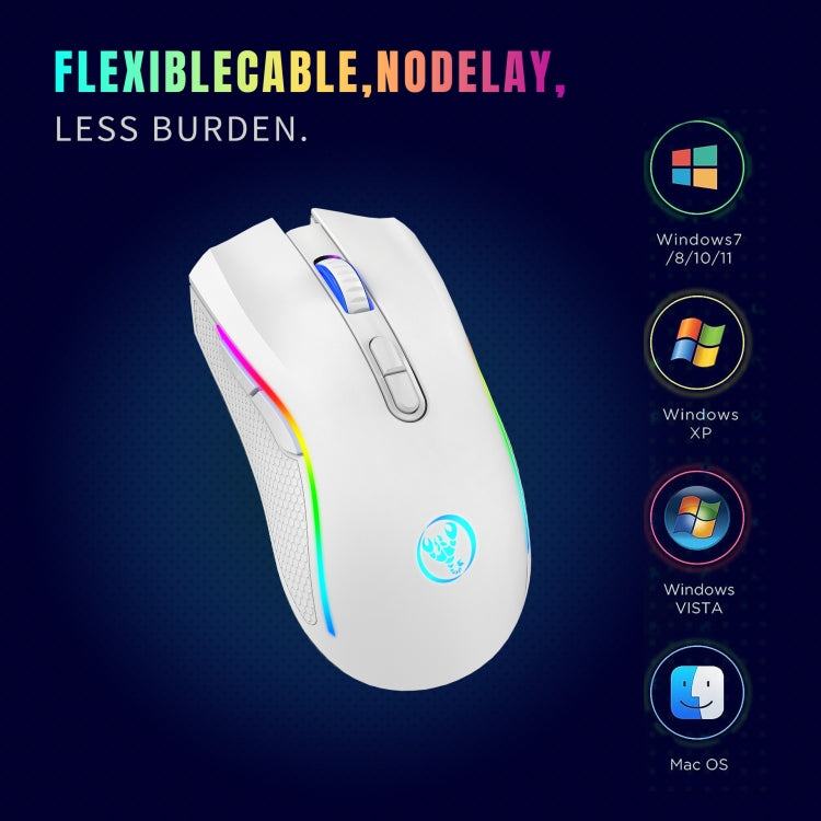 HXSJ T69 4800DPI RGB 2.4GHz Wireless Mouse(White) - Wireless Mice by HXSJ | Online Shopping South Africa | PMC TechLife | Buy Now Pay Later Mobicred