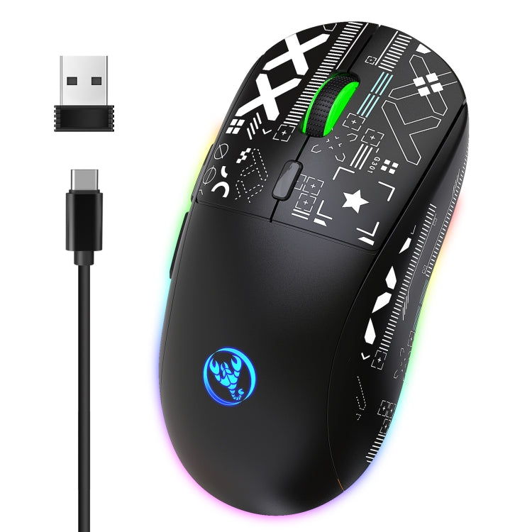 HXSJ T90 RGB Light Three-mode Wireless Gaming Mouse(Black) - Wireless Mice by HXSJ | Online Shopping South Africa | PMC TechLife | Buy Now Pay Later Mobicred