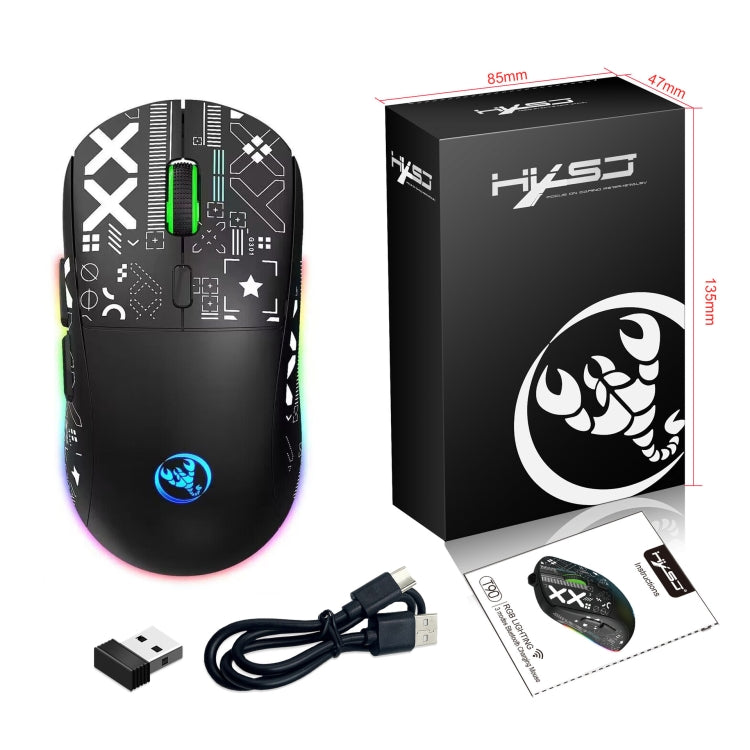 HXSJ T90 RGB Light Three-mode Wireless Gaming Mouse(Black) - Wireless Mice by HXSJ | Online Shopping South Africa | PMC TechLife | Buy Now Pay Later Mobicred