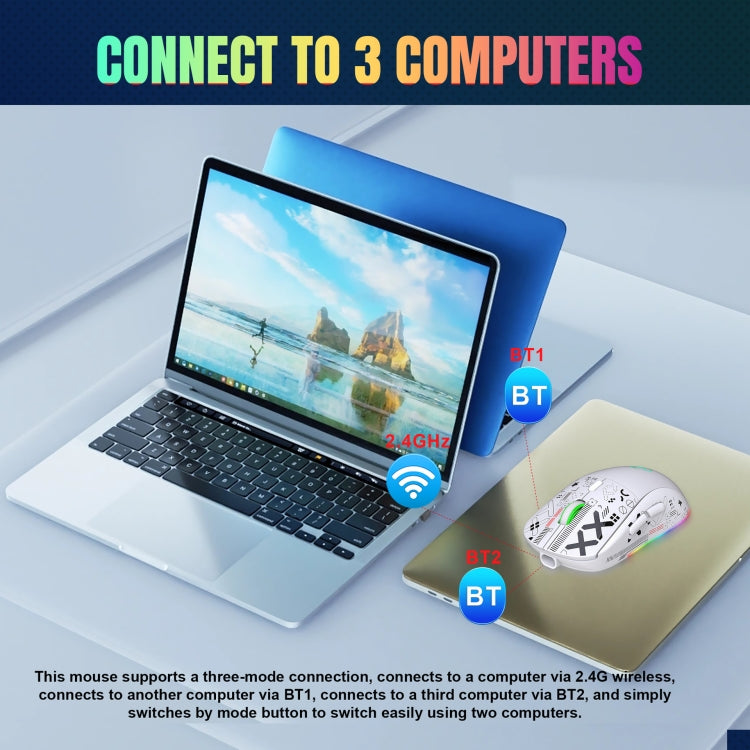 HXSJ T90 RGB Light Three-mode Wireless Gaming Mouse(Black) - Wireless Mice by HXSJ | Online Shopping South Africa | PMC TechLife | Buy Now Pay Later Mobicred