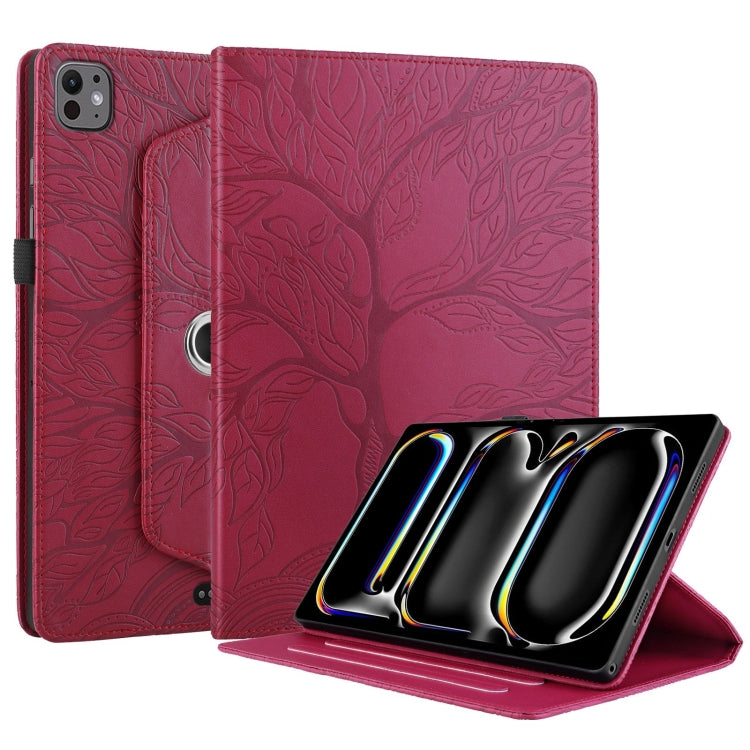 For iPad Pro 11 2024 Tree Life Embossed Rotation Leather Smart Tablet Case(Red) - iPad Pro 11 2024 Cases by PMC TechLife | Online Shopping South Africa | PMC TechLife | Buy Now Pay Later Mobicred