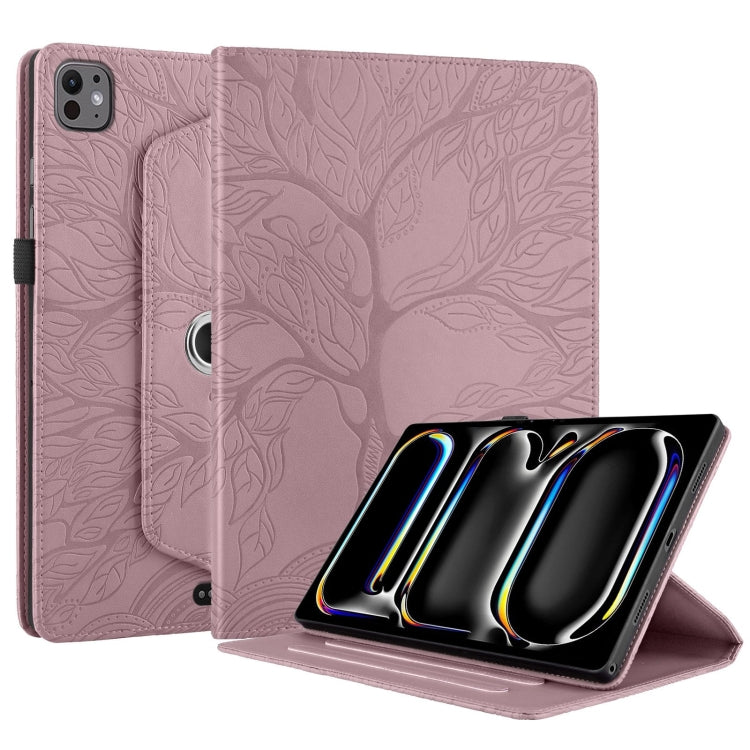 For iPad Pro 11 2024 Tree Life Embossed Rotation Leather Smart Tablet Case(Rose Gold) - iPad Pro 11 2024 Cases by PMC TechLife | Online Shopping South Africa | PMC TechLife | Buy Now Pay Later Mobicred
