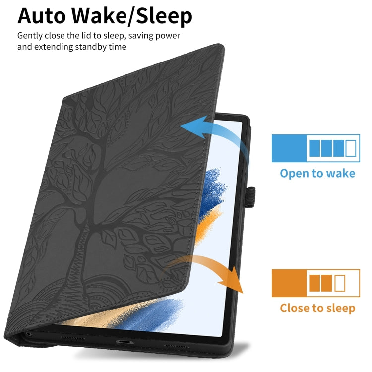 For Samsung Galaxy Tab S6 Lite P610 Tree Life Embossed Rotation Leather Smart Tablet Case(Black) - Tab S6 Lite P610 / P615 by PMC TechLife | Online Shopping South Africa | PMC TechLife