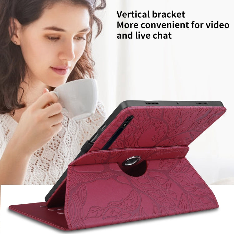 For Samsung Galaxy Tab S10+ / S9+ / S8+ Tree Life Embossed Rotation Leather Tablet Case(Red) - free shipping - PMC Jewellery - Order now!
