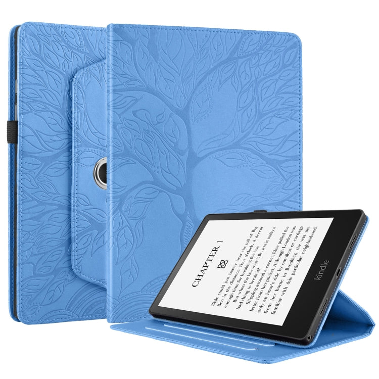 For Amazon Kindle Paperwhite 5 Tree Life Embossed Rotation Leather Smart Tablet Case(Blue) - Amazon by PMC TechLife | Online Shopping South Africa | PMC TechLife | Buy Now Pay Later Mobicred