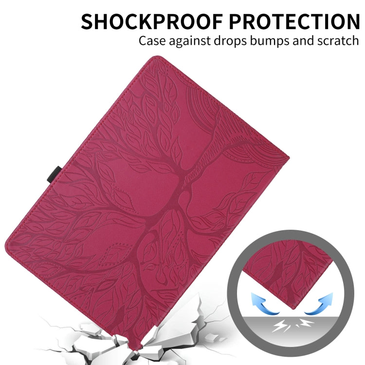 For Lenovo Tab M10 Plus 10.6 3rd Gen Tree Life Embossed Rotation Leather Smart Tablet Case(Red) - Lenovo by PMC TechLife | Online Shopping South Africa | PMC TechLife | Buy Now Pay Later Mobicred