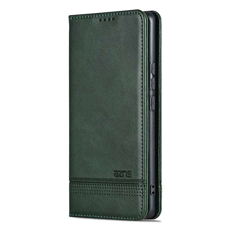 For OPPO Reno11 China AZNS Magnetic Calf Texture Flip Leather Phone Case(Dark Green) - free shipping - PMC Jewellery - Order now!