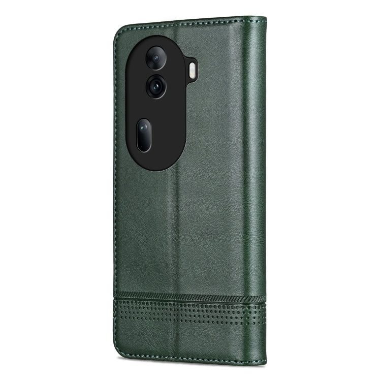 For OPPO Reno11 Pro China AZNS Magnetic Calf Texture Flip Leather Phone Case(Dark Green) - OPPO Cases by AZNS | Online Shopping South Africa | PMC Jewellery | Buy Now Pay Later Mobicred