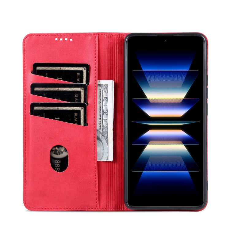 For OPPO Reno11 F AZNS Magnetic Calf Texture Flip Leather Phone Case(Red) - OPPO Cases by AZNS | Online Shopping South Africa | PMC Jewellery | Buy Now Pay Later Mobicred