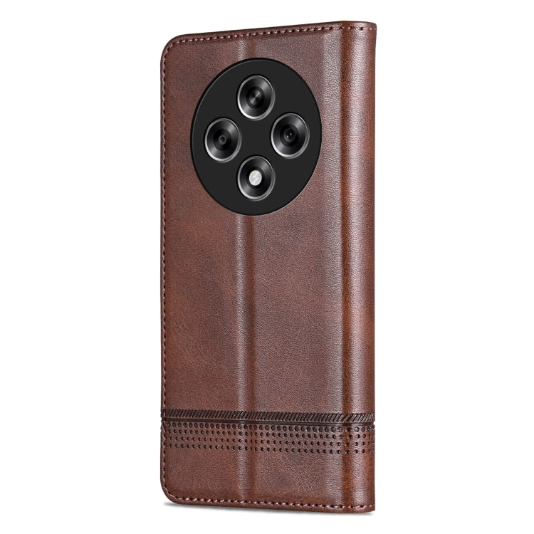 For OPPO Reno12 F 4G AZNS Magnetic Calf Texture Flip Leather Phone Case(Dark Brown) - OPPO Cases by AZNS | Online Shopping South Africa | PMC Jewellery | Buy Now Pay Later Mobicred