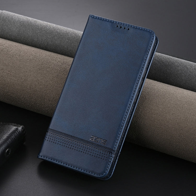 For OPPO Reno12 F 4G AZNS Magnetic Calf Texture Flip Leather Phone Case(Dark Blue) - free shipping - PMC Jewellery - Order now!