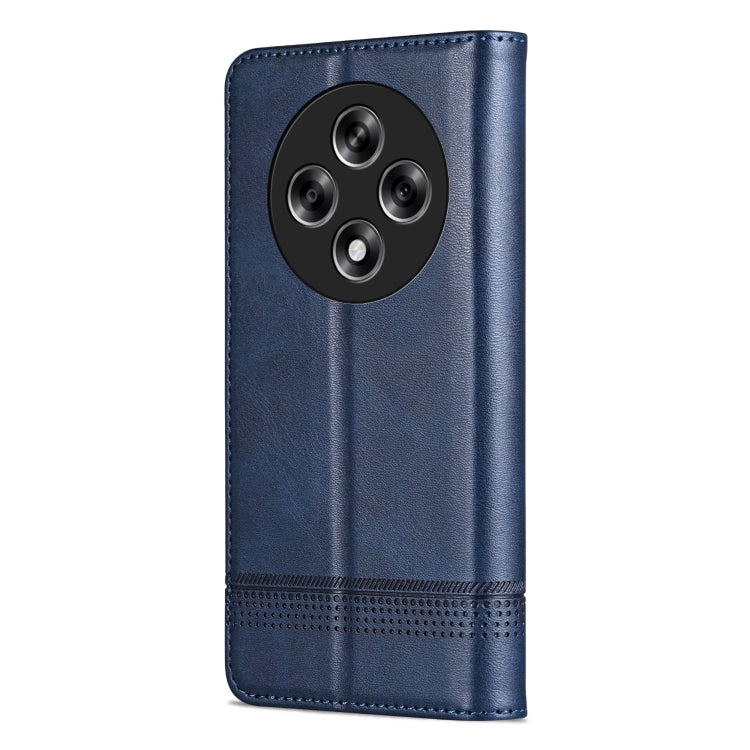 For OPPO Reno12 F 4G AZNS Magnetic Calf Texture Flip Leather Phone Case(Dark Blue) - free shipping - PMC Jewellery - Order now!
