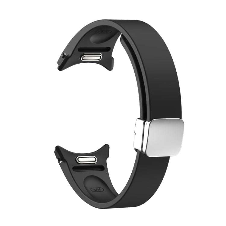 For Samsung Galaxy Watch 6 Magnetic Folding Silver Buckle Silicone Watch Band(Black) - free shipping - PMC TechLife - Order now!