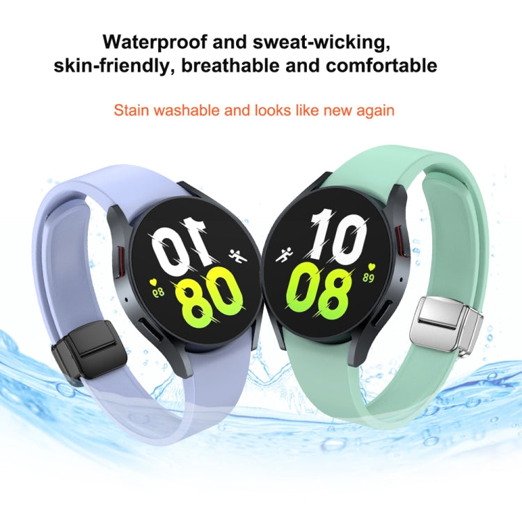 For Samsung Galaxy Watch 6 Magnetic Folding Silver Buckle Silicone Watch Band(Black) - free shipping - PMC TechLife - Order now!