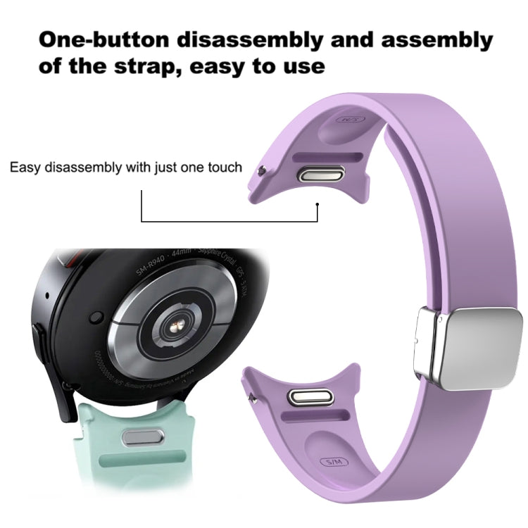 For Samsung Galaxy Watch 6 Magnetic Folding Silver Buckle Silicone Watch Band(Black) - free shipping - PMC TechLife - Order now!