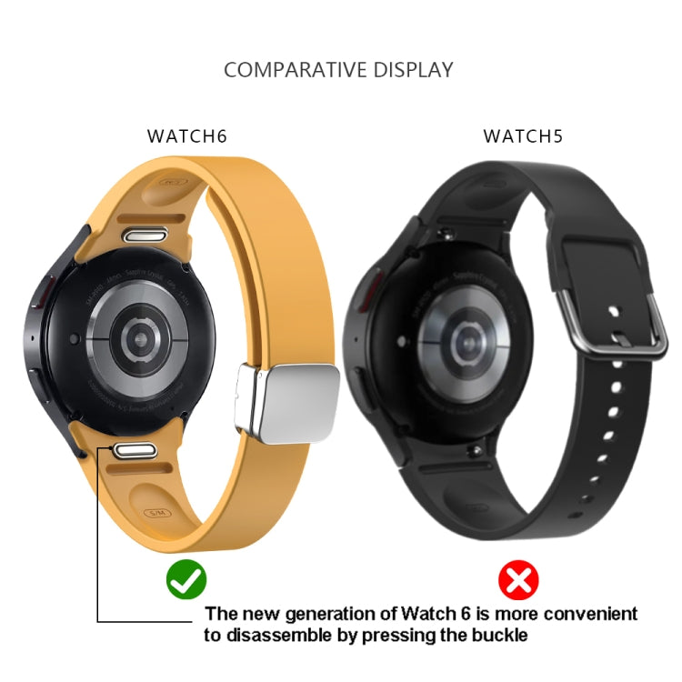 For Samsung Galaxy Watch 6 Magnetic Folding Silver Buckle Silicone Watch Band(Army Green) - free shipping - PMC TechLife - Order now!