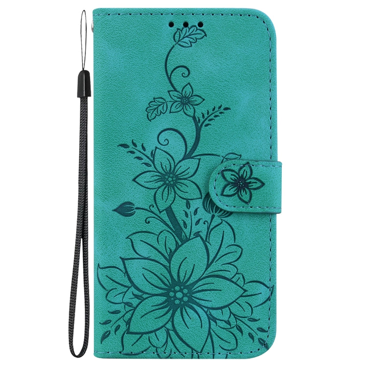 For Google Pixel 9 Lily Embossed Leather Phone Case(Green) - Google Cases by PMC TechLife | Online Shopping South Africa | PMC TechLife | Buy Now Pay Later Mobicred