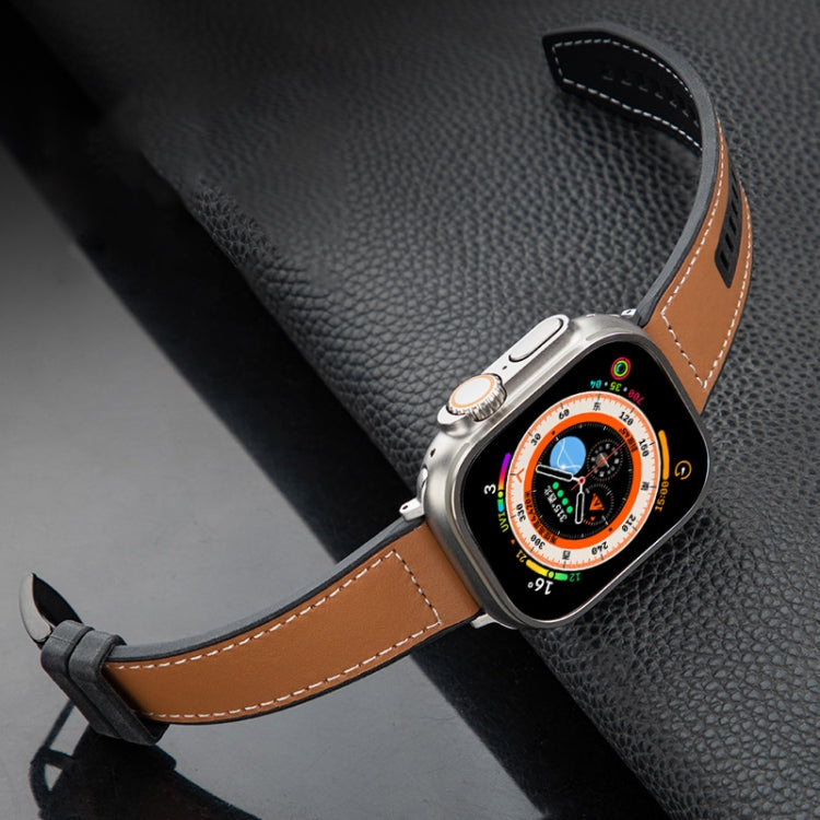 For Apple Watch SE 2023 44mm Hybrid Leather Silicone Watch Band(Blue) - Watch Bands by PMC TechLife | Online Shopping South Africa | PMC TechLife